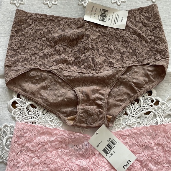 Hanky Panky Retro V-Kini New with tags Lace Lingerie set of 2 pink & Taupe small - Picture 5 of 11